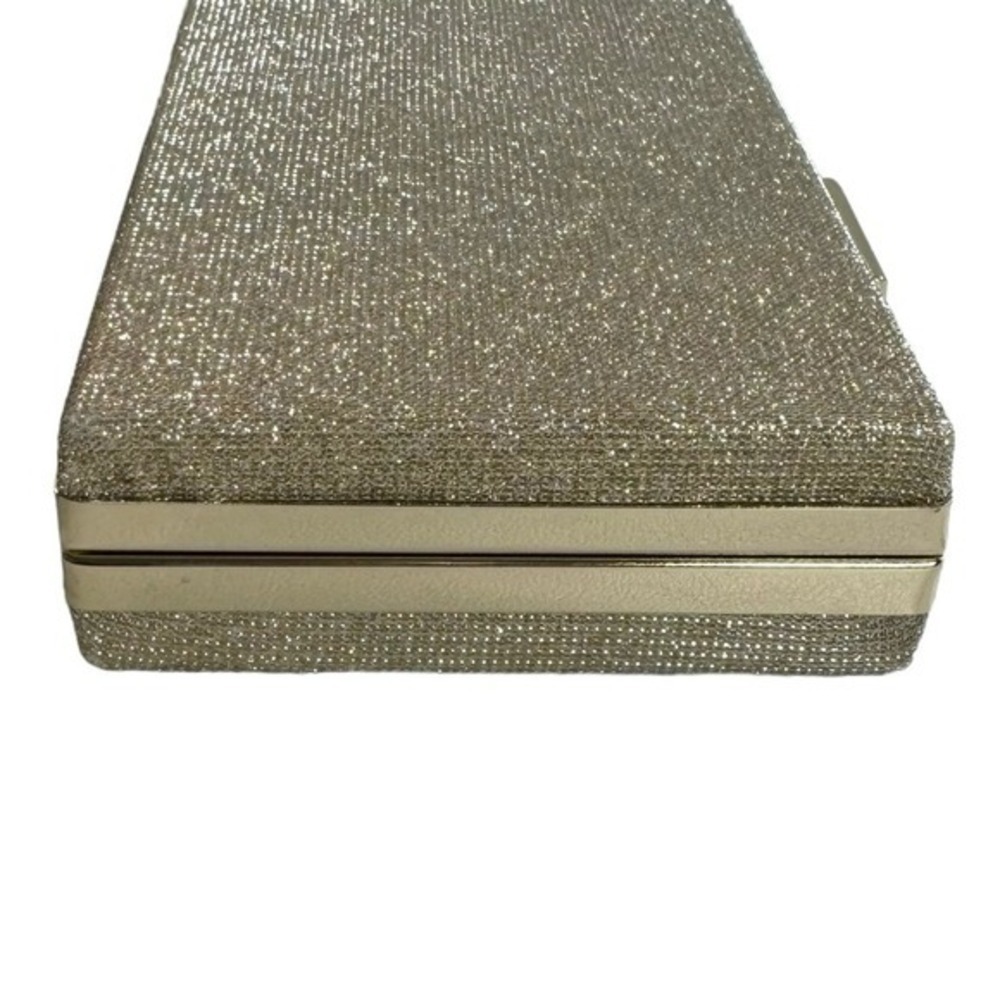 Gold Tone Chain Strap Fashion Evening Shimmer Clutch Bag - Picture 7 of 9